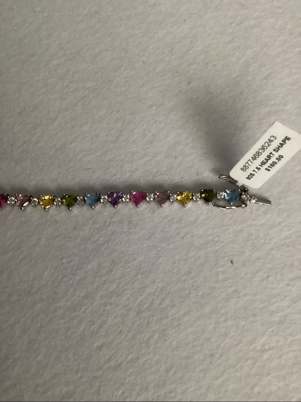 Giani Bernini 925 Multi-Color Cubic Zirconia SS Heart Gemstone Tennis Bracelet - Picture 5 of 11